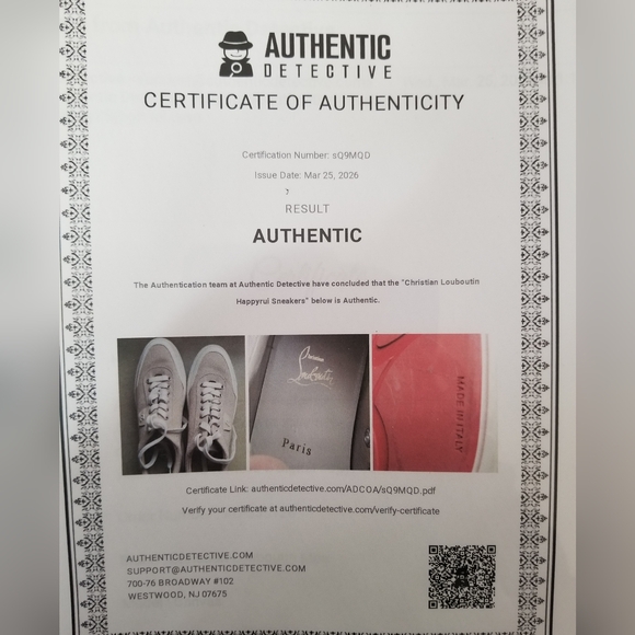 Christian Louboutin Beige Canvas Low Top Sneakers Auth Cert Sz 39.5 - Picture 12 of 12